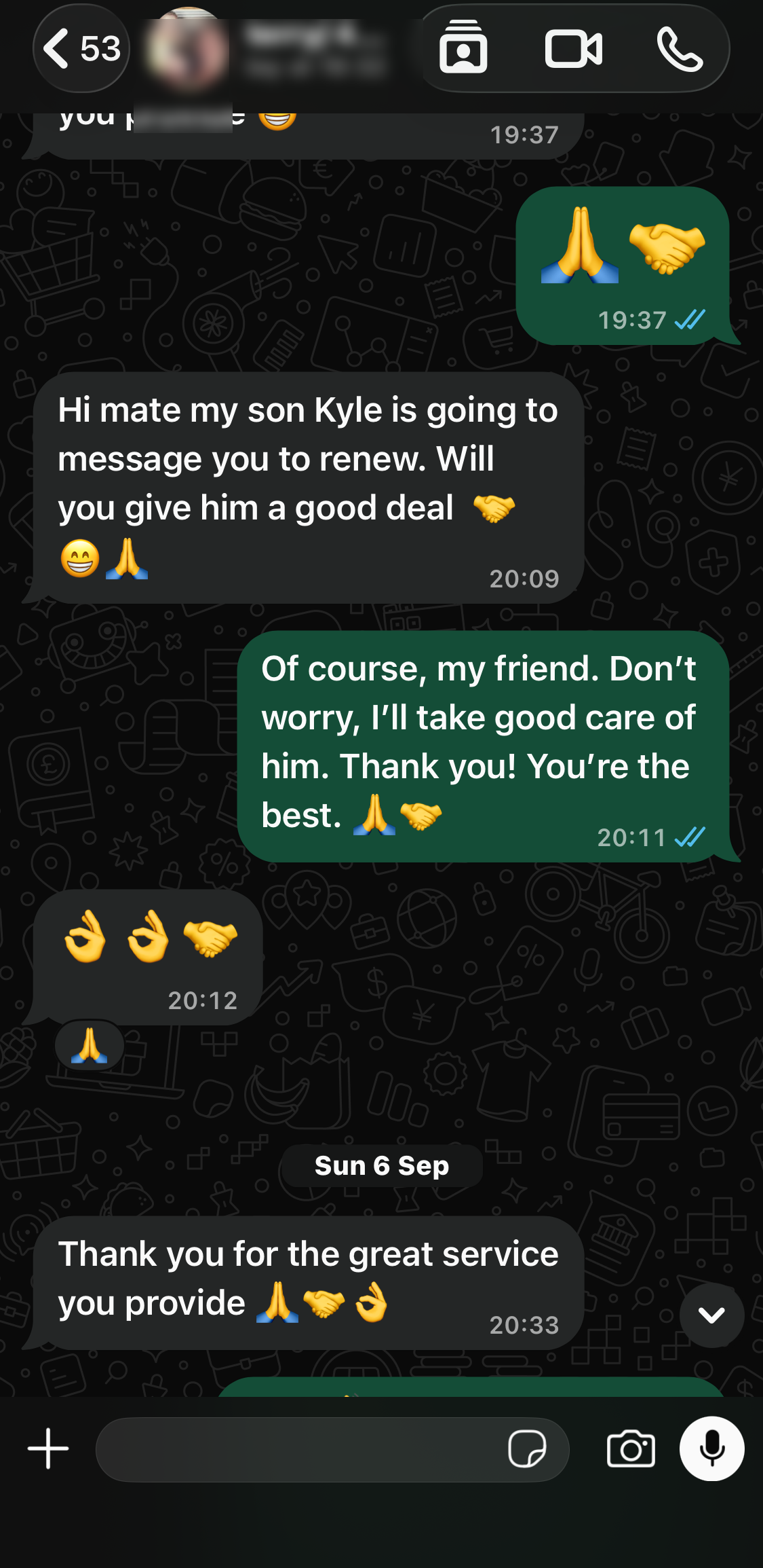 Customer WhatsApp feedback