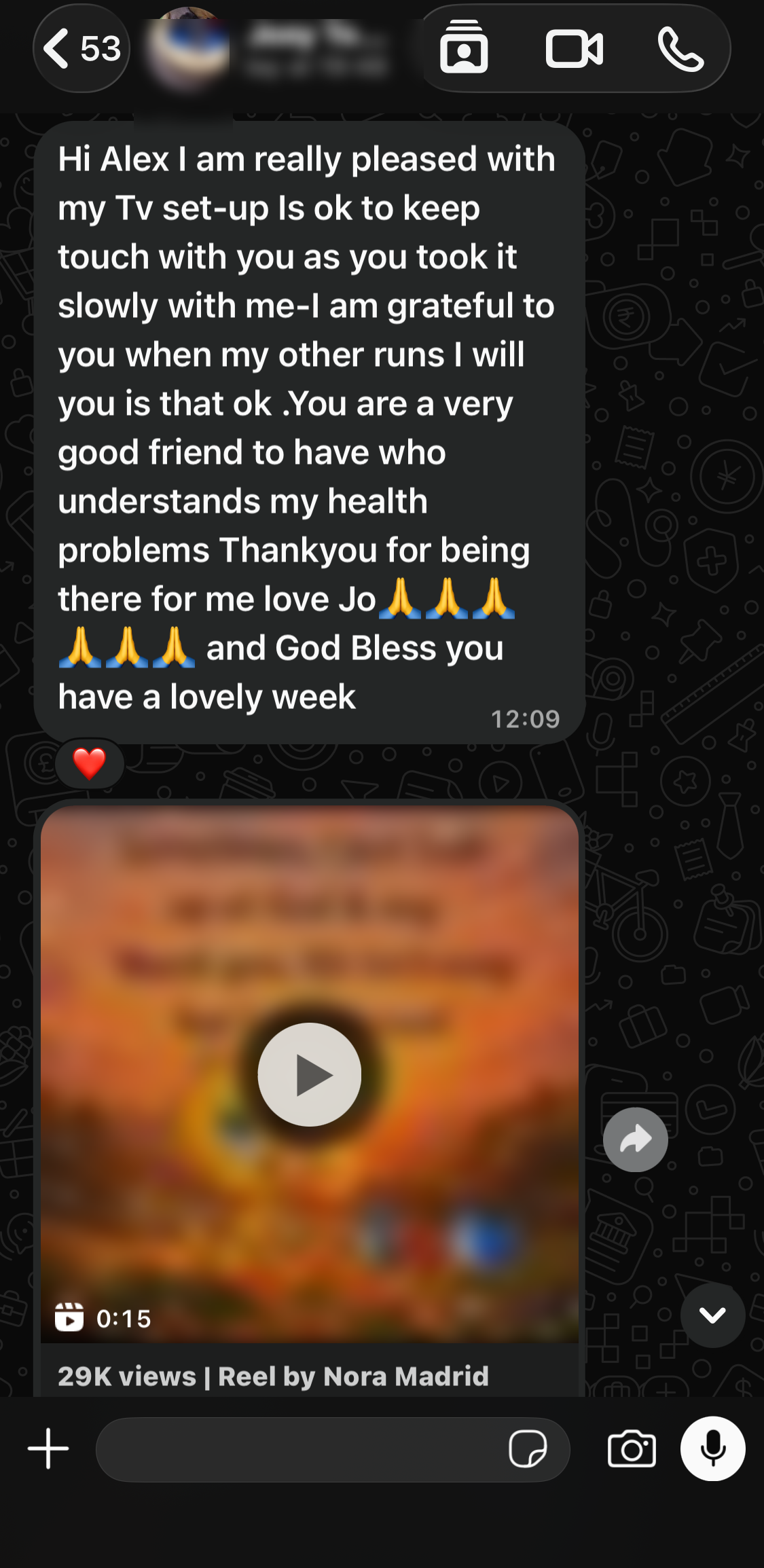 Customer WhatsApp feedback